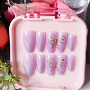 Lavender Butterfly Nail Set